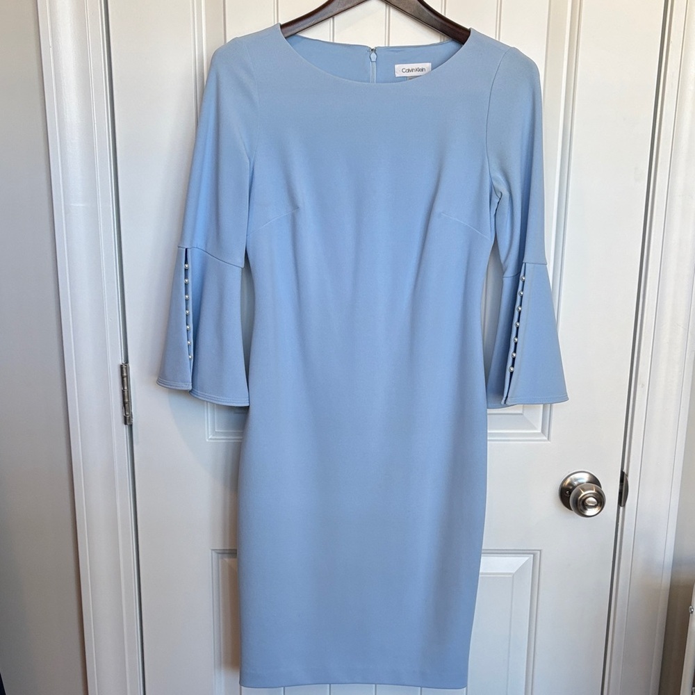 Calvin Klein Light Blue Long Sleeve Dress
